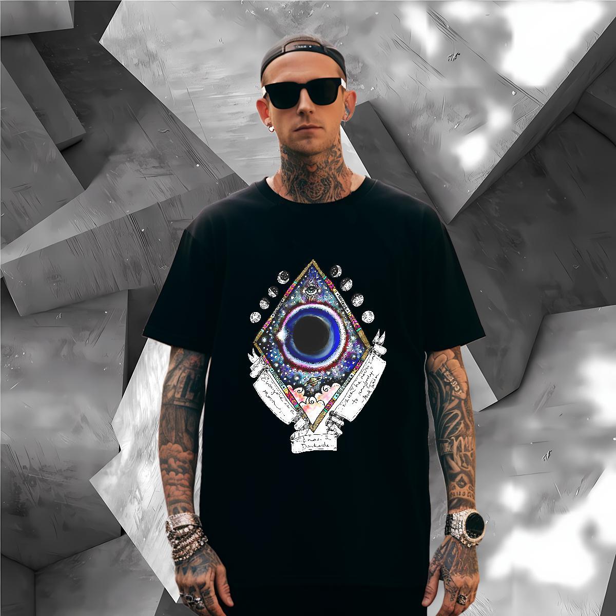 Classic T shirt 230g Pure Cotton eye of the devil Sports Casual Black White Breathable Soft Men Tshirts Wholesale Tops Tees