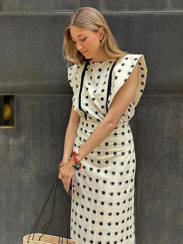 Fashion Color Contrast Striped O Neck Flying Sleeve Top Skirt Set Lady Elegant High-waist Skirts Suit Women Retro Street Outfits 240826