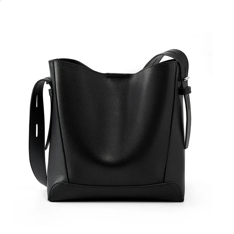 Genuine Leather Womens Bag Crossbody One Shoulder Large Capacity Bucket Bag 250528