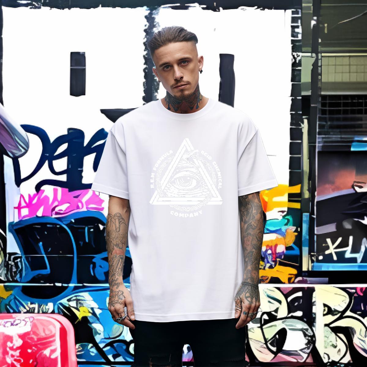 High Quality Man T Shirts 100% Cotton 230g eye of the devil Spring Summer Asian Size O-Neck Short Sleeve Men Tees 2024 New Clothings