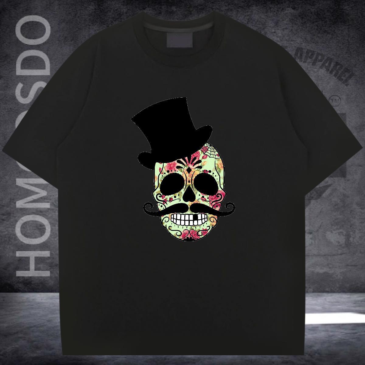 Popular Mens T Shirts 230g 100% Cotton skull Street Wear DIY Printed Breathable Short Sleeve Men Tshirts Fashion Casual Clothes