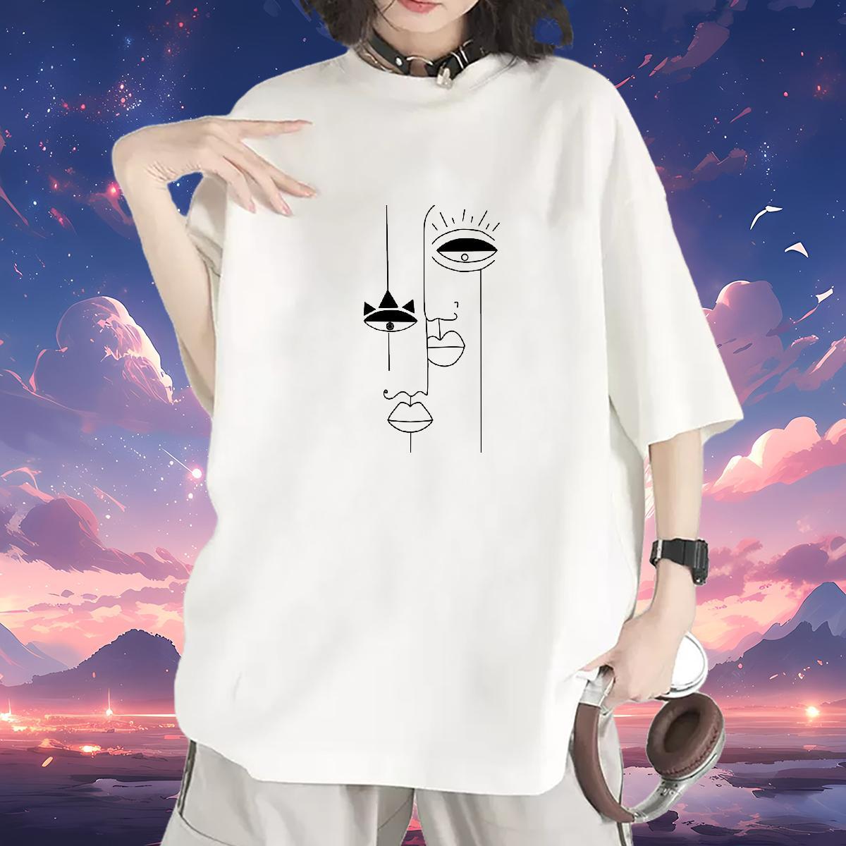 Nice Women Tees 230g Cotton icon Outdoor T-Shirts for Women Short Sleeve O-Neck Black White Clothes