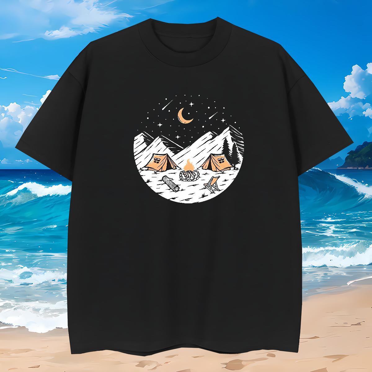 Classic Mens T Shirts 230g 100% Cotton mountains Street wear Hip Hop Anime Breathable Short Sleeve Men Tops Tees Fashion New Clothes