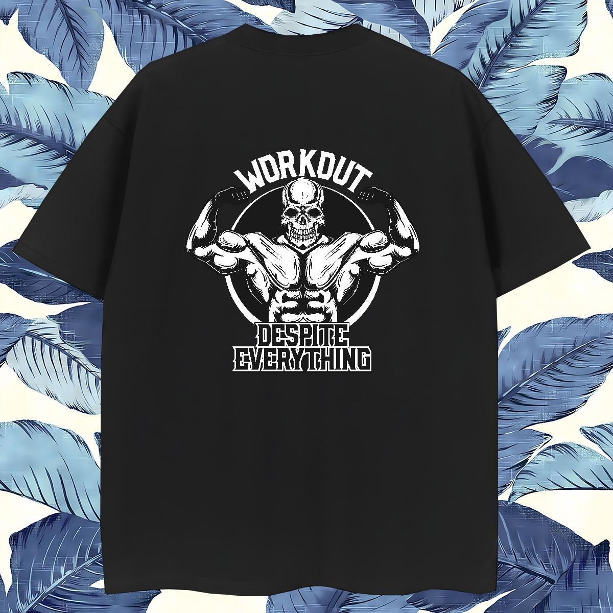 Free Shipping T-Shirts for Men 230g Pure Cotton skull Casual Daily Wear Custom Big Size Breathable Short Sleeve Tshirts 2024 DIY Top Tees