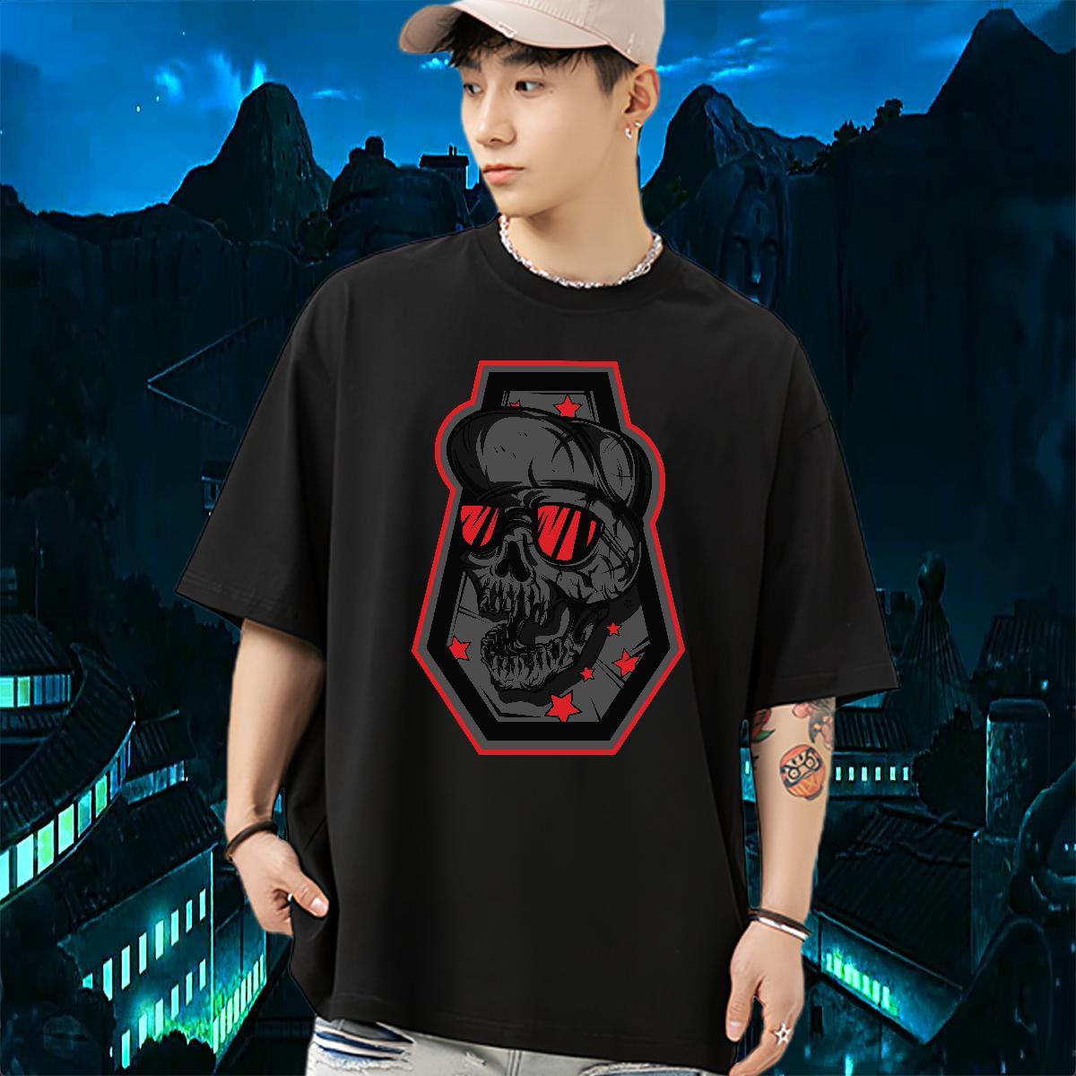 Free Shipping Mens T Shirts 230g Cotton skull Anime Printing Street Custom Cartoon Short Sleeve Soft Tshirts New Designer Top Tees