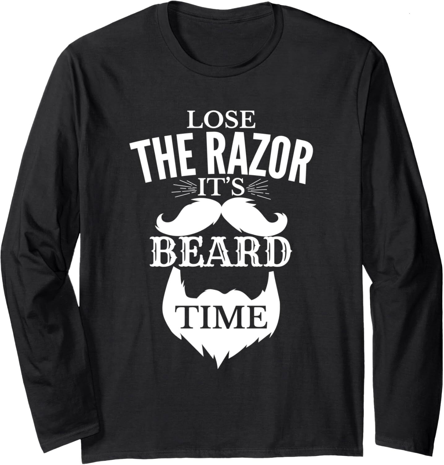 Long Sleeve Shirts for Men sweatshirt Loose The Razor It Is Beard Time Hipster Long Sleeve Tee Streetwear Casual tops clothes
