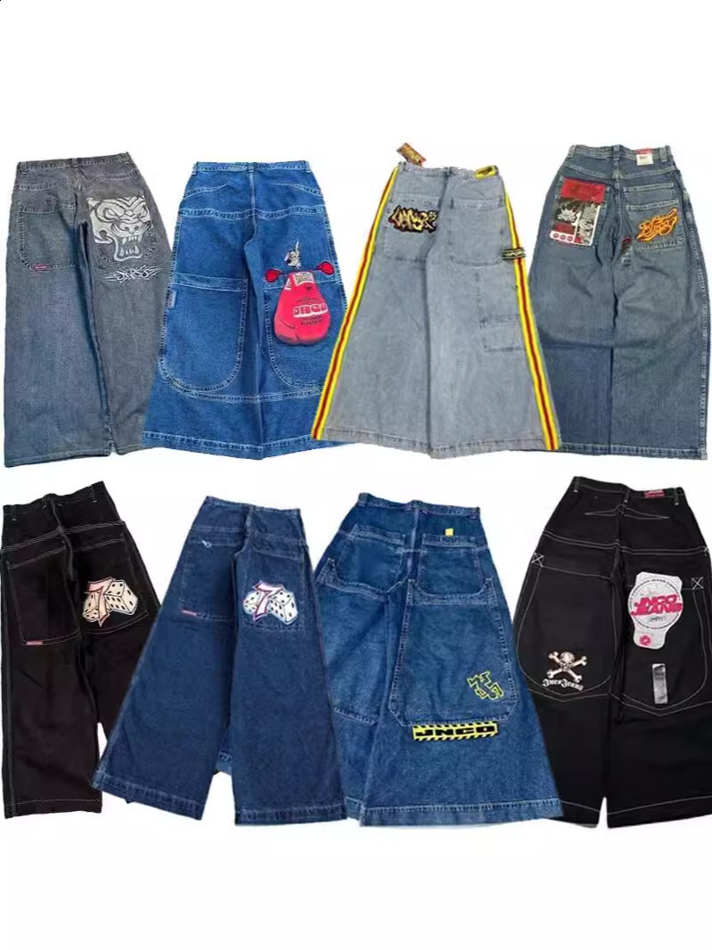 Streetwear JNCO Y2K Baggy Jeans Men High Quality Embroidered Vintage Women Hip Hop Goth Harajuku Casual Wide Leg Pants 240619