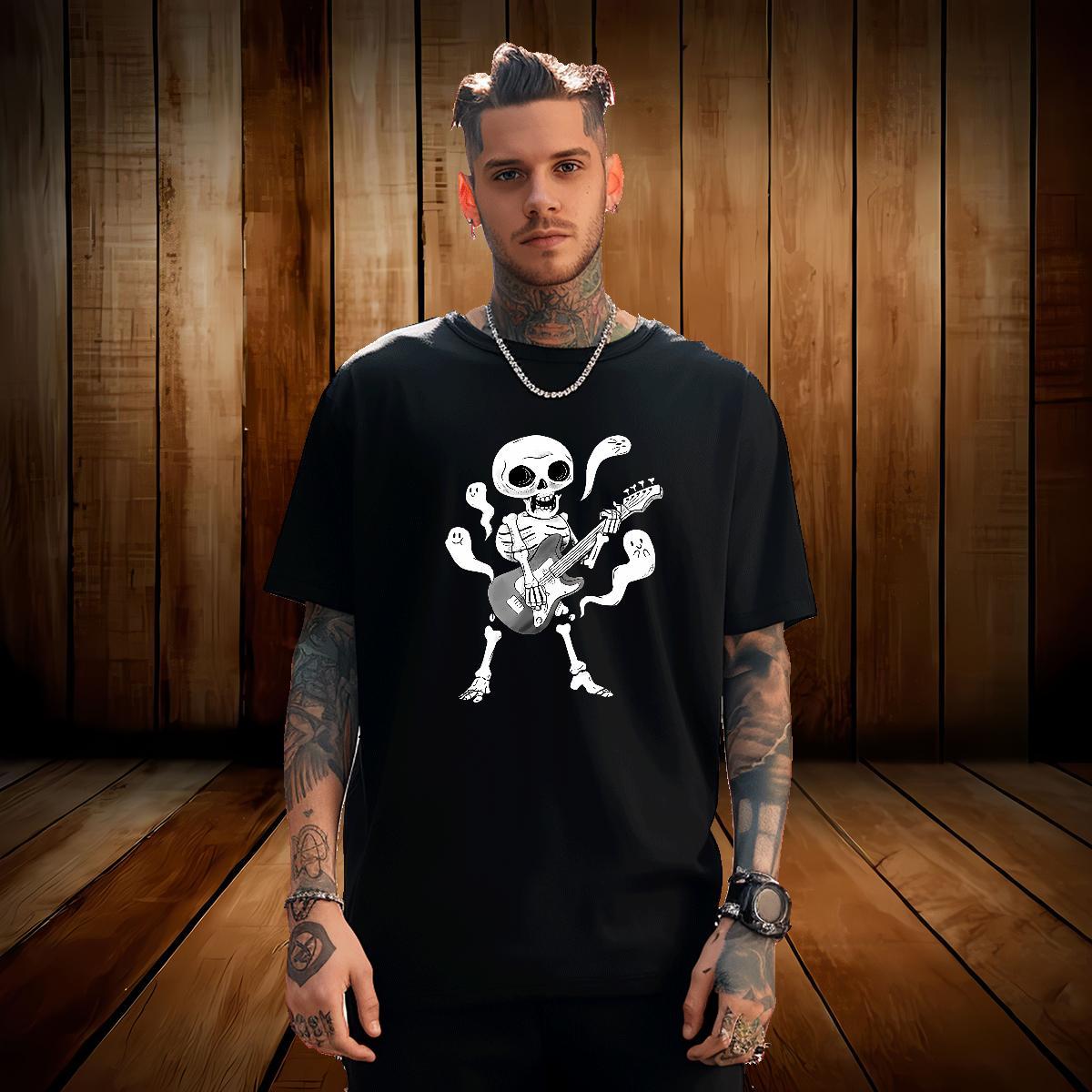 Soft T Shirts Men 100% Cotton 230g skull Hip Hop Street Graphic Breathable Short Sleeve Men Clothes T-Shirt Designer Tops Shirt