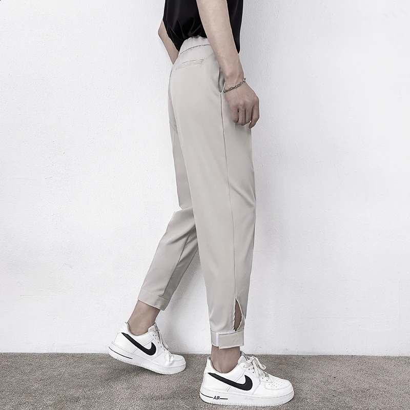 Mens Casual Straight Pants Feet Slim Thin Fashion Classic Simpicity Trousers Pleated Tapered Male Blazer Pants 240826