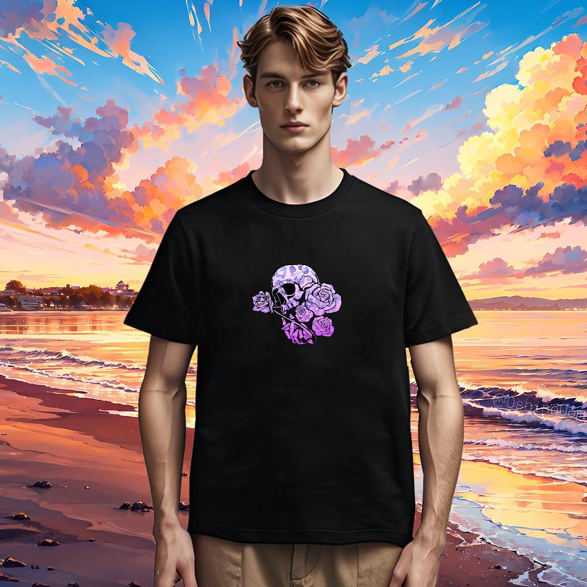 Cool Design T Shirt For Man 230g Cotton skull Hip Hop Street Oversized Round Neck Short Sleeve Men Clothes T-Shirt Wholesale Tops Shirt