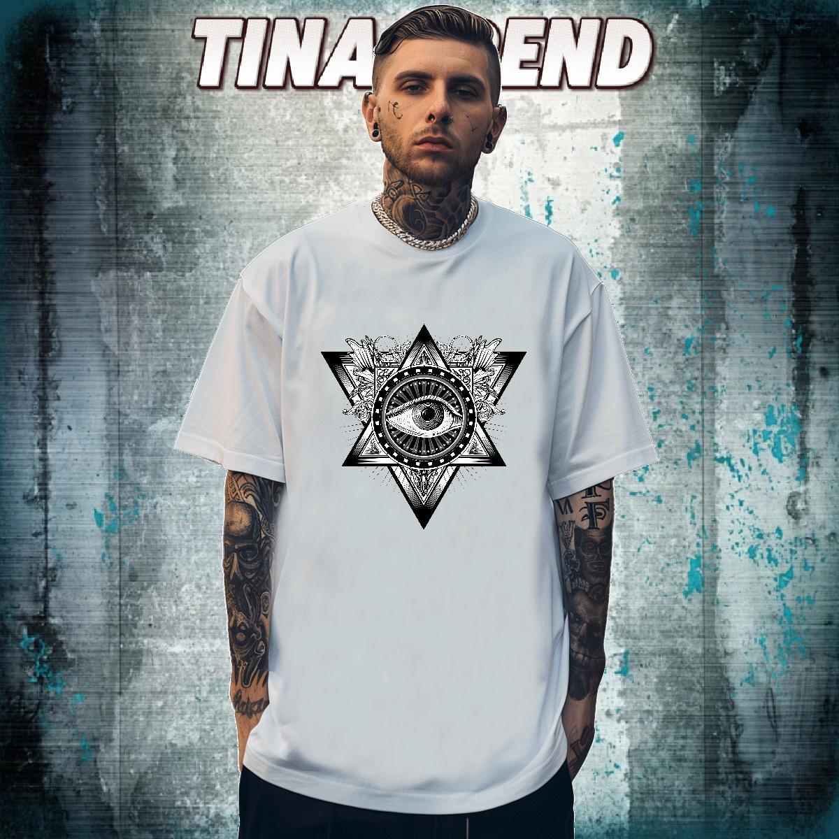 Cool T Shirt For Man 230g Cotton eye of the devil Daily Outfit DIY Logo Oversized O Neck Short Sleeves Tshirt for Man Woman Fashion Designer Tops Tees