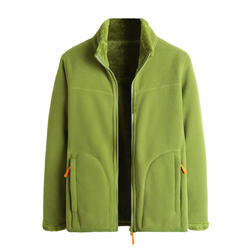 Reversible Fleece Jacket with Coral Fleece Outer and Sherpa Lining - Unisex Warm Winter Coat Women's Coats Sweaters