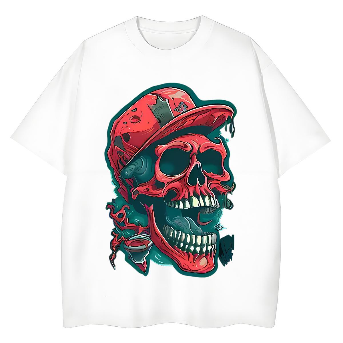 TOP Quality T-Shirts for Men 230g 100% Cotton skull Daily Wear Custom Anime Crew Neck Breathable Men Tops Tees 2024 New Tops Shirt