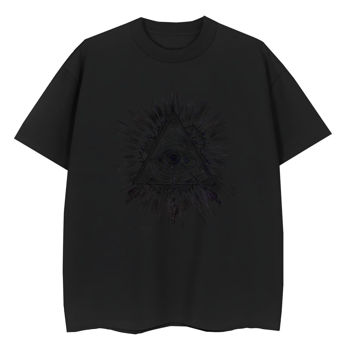 TOP Quality T Shirt For Man 230g Pure Cotton eye of the devil Street wear Hip Hop DIY Breathable Crew Neck Tshirt for Man Woman Brand Tee Shirt