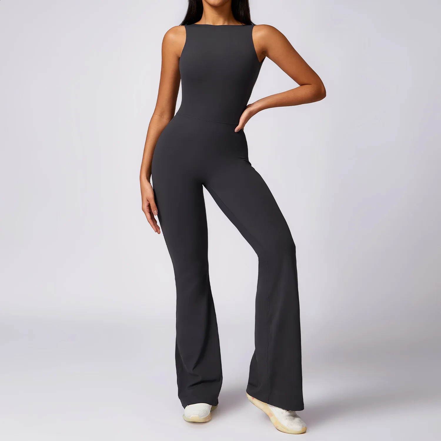 Sexy V Back Jumpsuit Gym Set Women Sports Training Yoga Suit Fiess Rompers Stretch Workout Bodysuits Sportswear 240820
