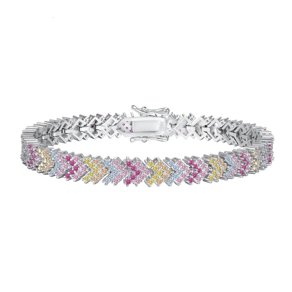 S sier for women, niche, light , high-end, fashionable and elegant, colorful zircon small jewelry bracelet