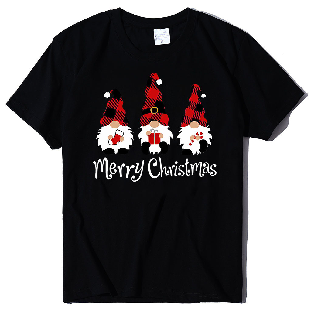 Christmas T-shirt, dwarf figure printed short sleeved women's top, loose fit dongdumaoyi