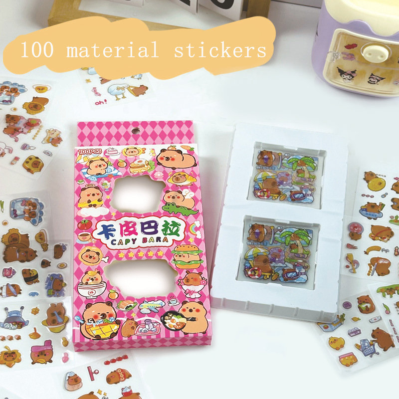 100 Capibala Sticker Set Cartoon Cute Dolphin Handbag Stickers Children's Gouka Waterproof Stickers