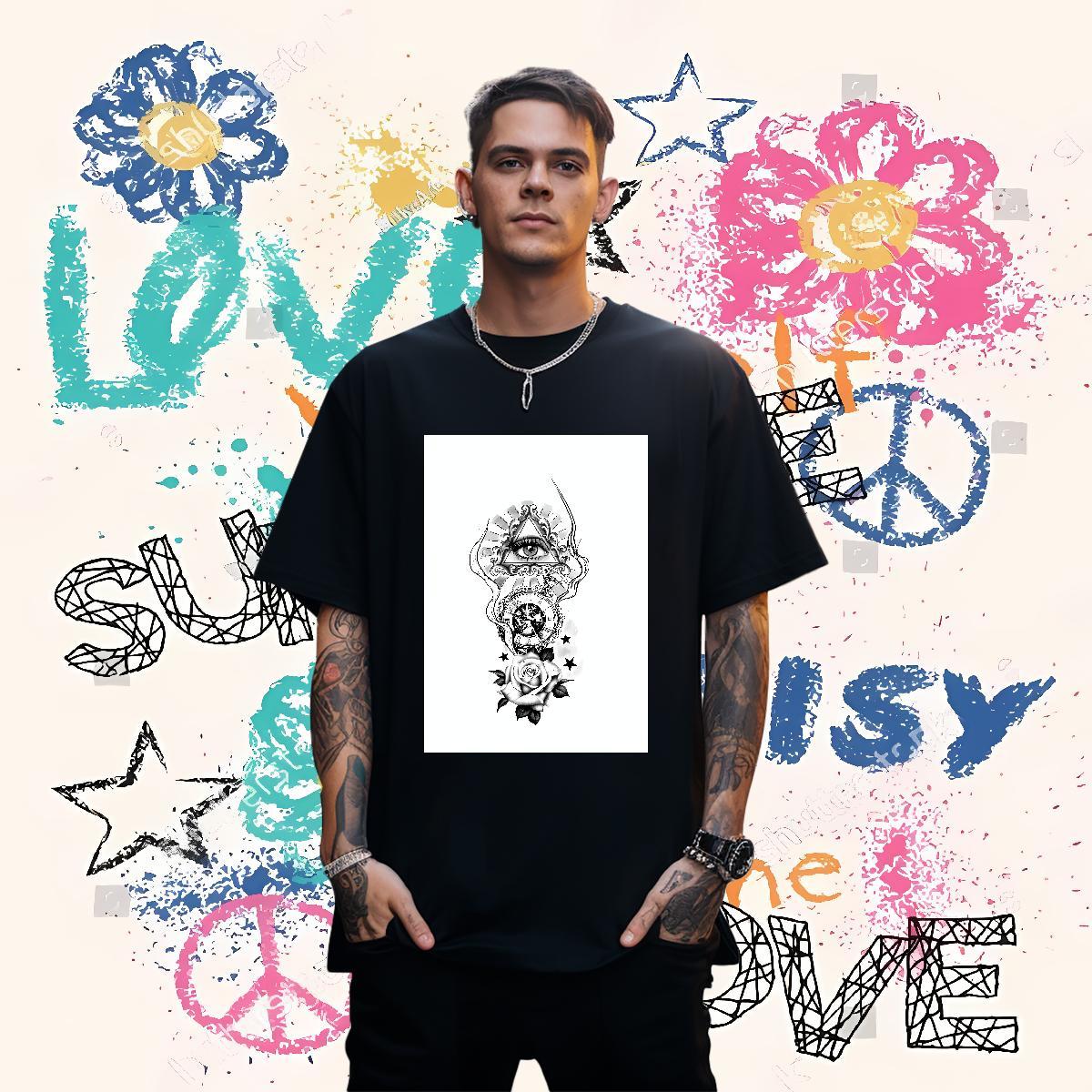 Cool Design T shirt 230g Pure Cotton eye of the devil Sport Custom Print Plus Size Crew Neck Breathable Tshirts DIY Customized Tops