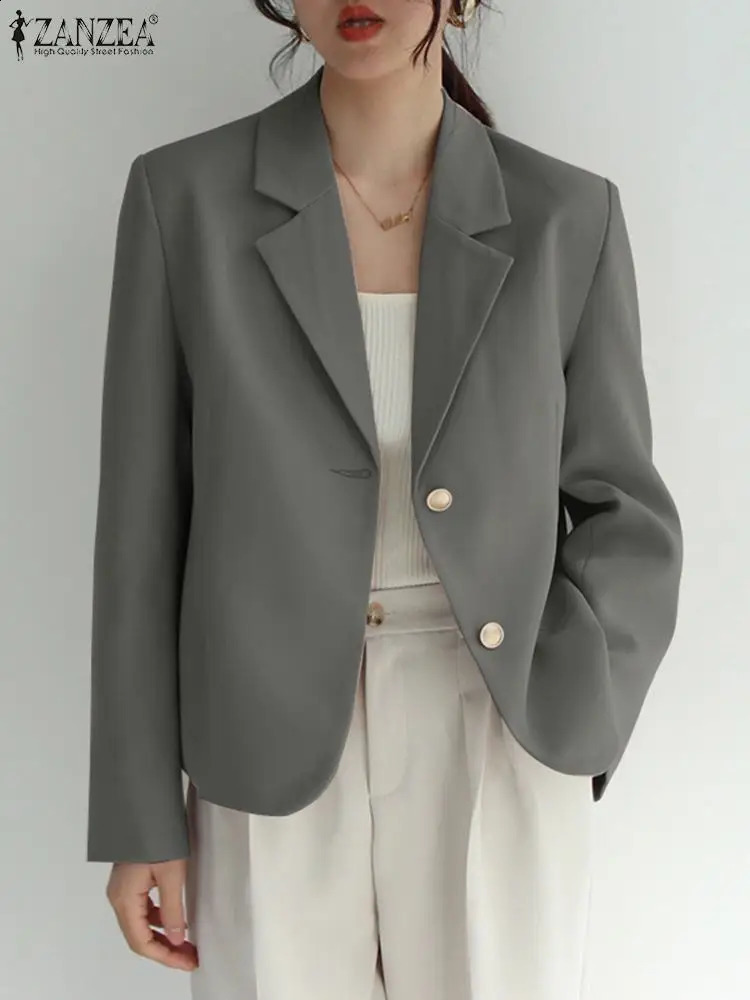 Fashion ZANZEA Autumn Women Blazer Solid Suits Full Sleeved Casual Loose Party Jackets Formal OL Office Blazer Streetwear 240826