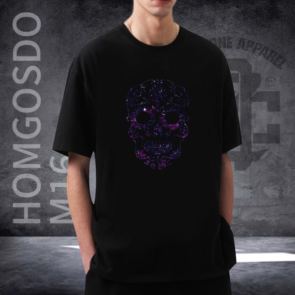 Popular Man T Shirts 230g Pure Cotton skull Street DIY Logo Oversized Breathable Soft Men Clothes T-Shirt Free Shipping Tee Shirt