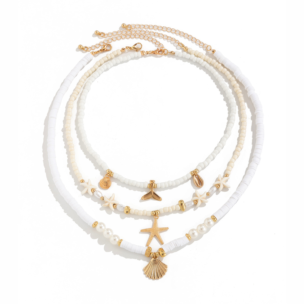 Ocean Wind Shell Turquoise Multi layer Beach Sea Star Bead Necklace Accessories Female