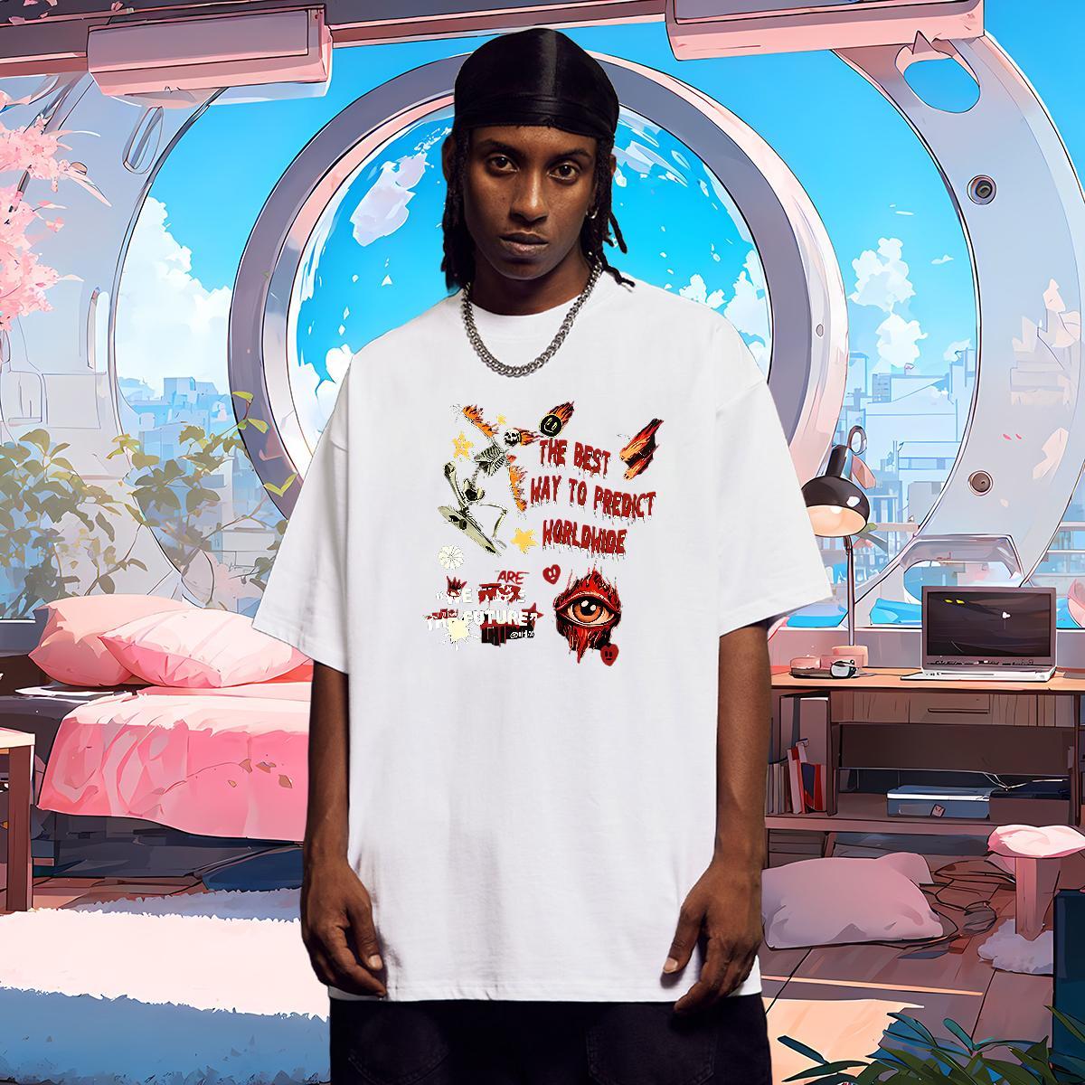 Designer T-Shirts 230g Pure Cotton halloween Anime Printing Street Custom Print Plus Size O Neck Short Sleeves Men Tees Fashion New Clothings