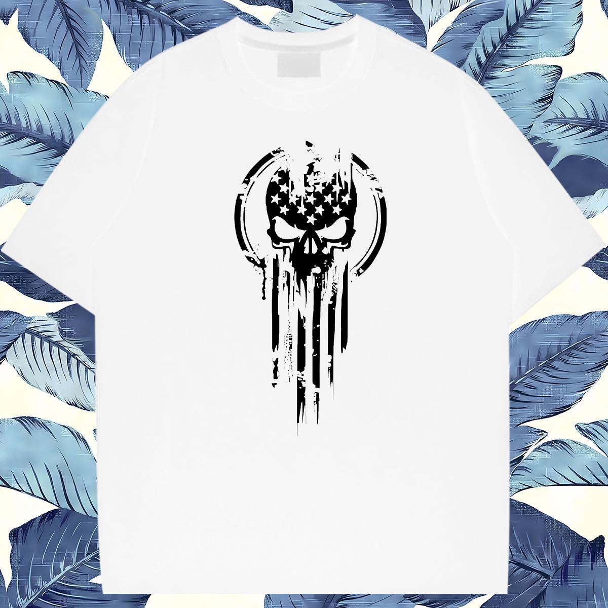 Classic T shirt 230g 100% Cotton skull Outdoor Asian Size Breathable Crew Neck Men Tees Designer Fashion Top Tees