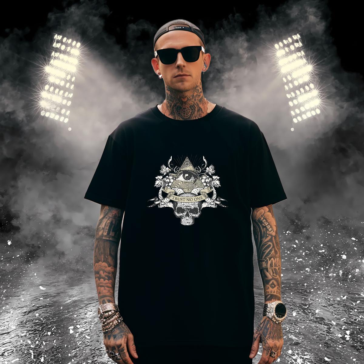 Soft T-Shirts 230g 100% Cotton eye of the devil Casual Beach Custom Print Oversized Breathable Crew Neck Men Tees Stylist Tops Shirt
