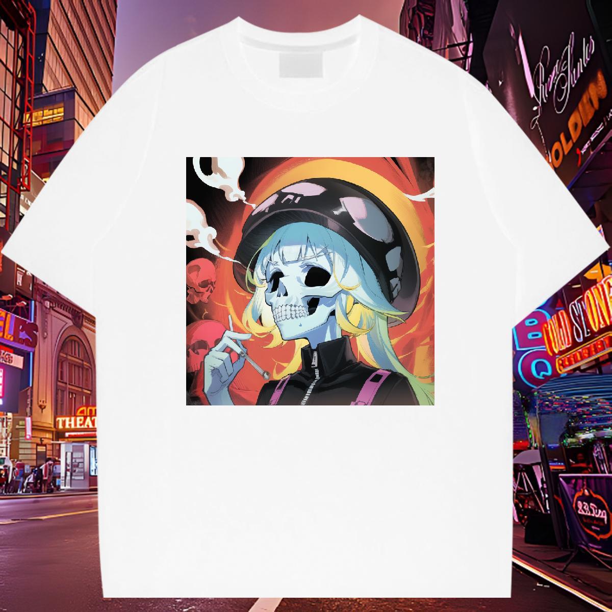 Brand Man T Shirts 230g Cotton skull Sport Black White Pure Cotton Men Tops Tees Fashion Design Wear