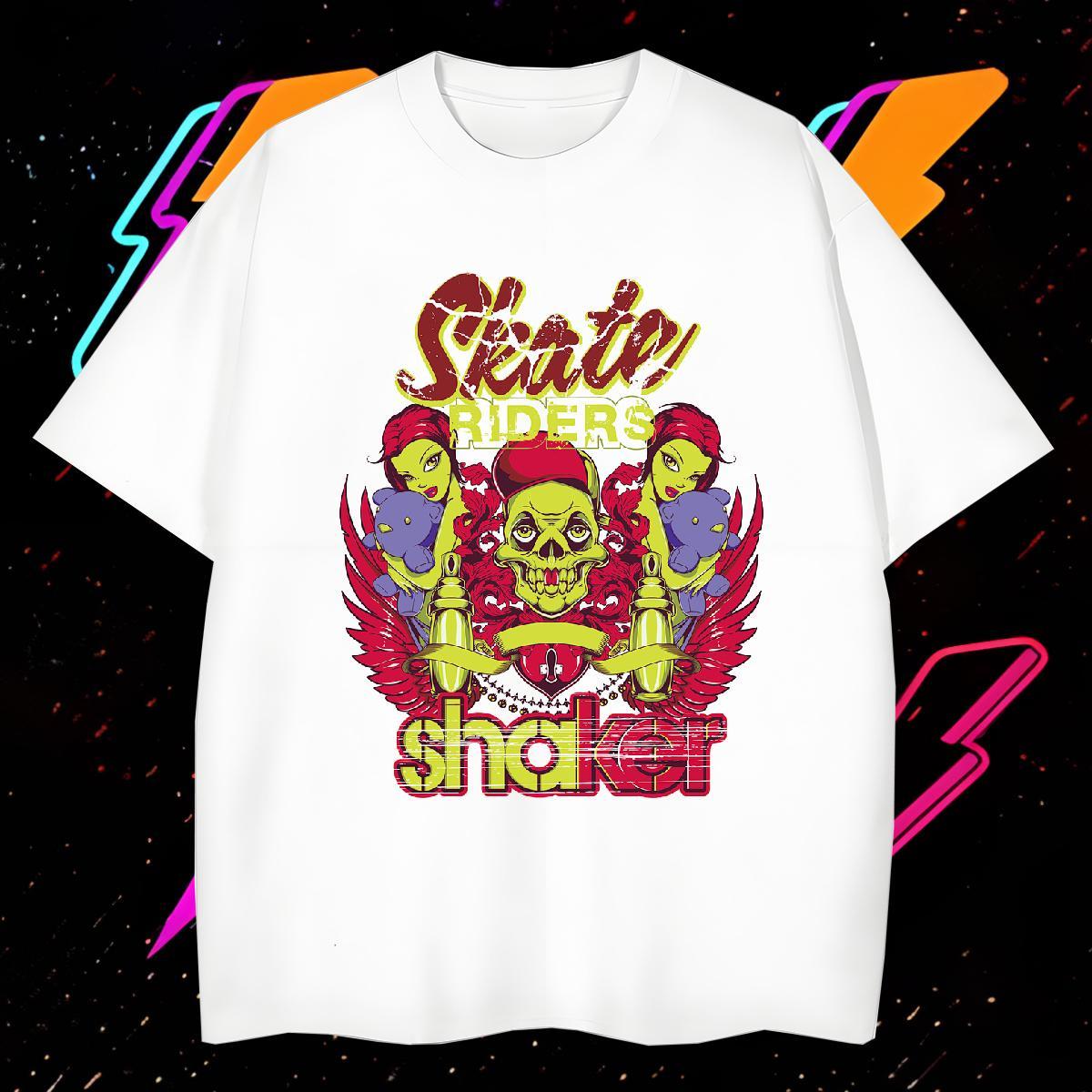 Popular T-Shirts for Men 230g 100% Cotton skull Casual Custom Print Oversized Crew Neck Couples T Shirts Wholesale Clothes