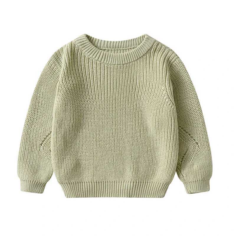 Baby boys and girls long sleeved solid color sweater autumn and winter baby boys and girls knitted childrens sweaterW240824