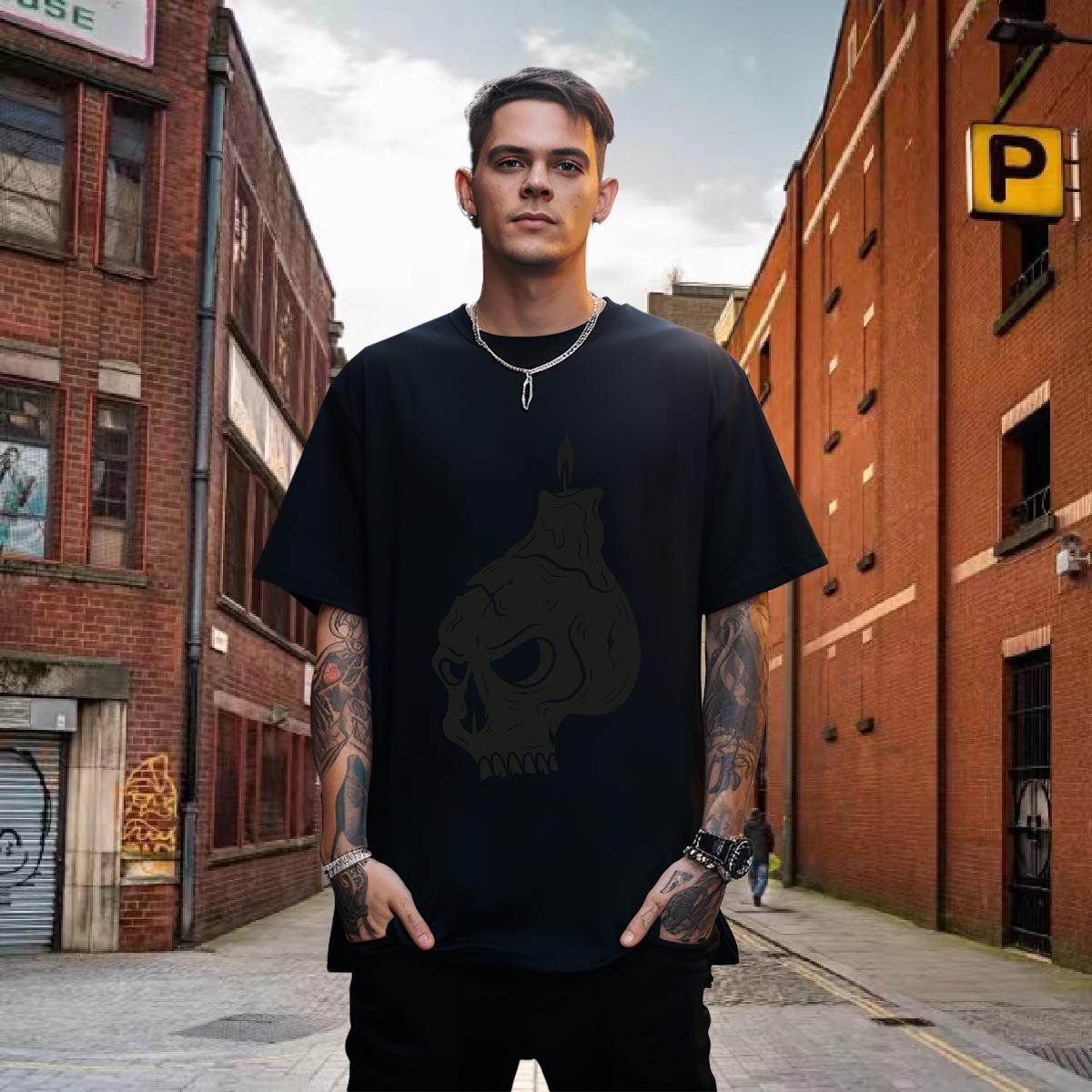 Unisex Man T Shirts 100% Cotton 230g skull Casual Beach Oversized 4XL O-Neck Short Sleeve Men Tops Tees 2024 Clothes