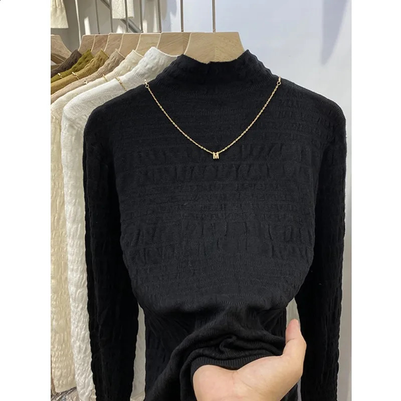 autumn womens plain collar long sleeved casual ral Korean style elegant slim knit sweater