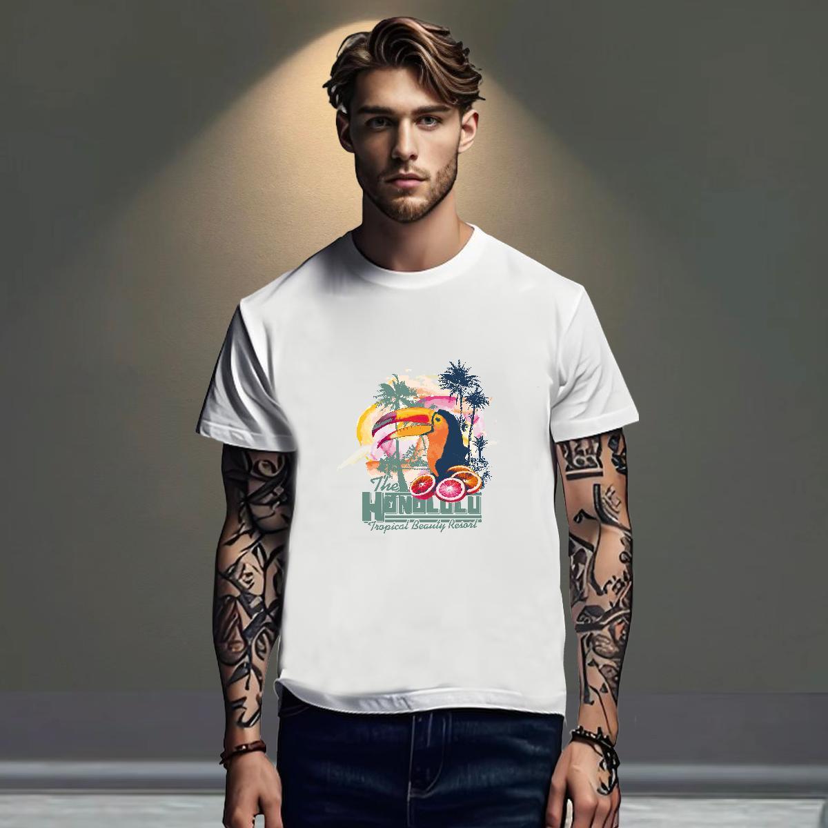 TOP Quality T-Shirts for Men 100% Cotton 230g tree Hip Hop Street Custom Printed Breathable Short Sleeve Men Tees 2024 New Tops