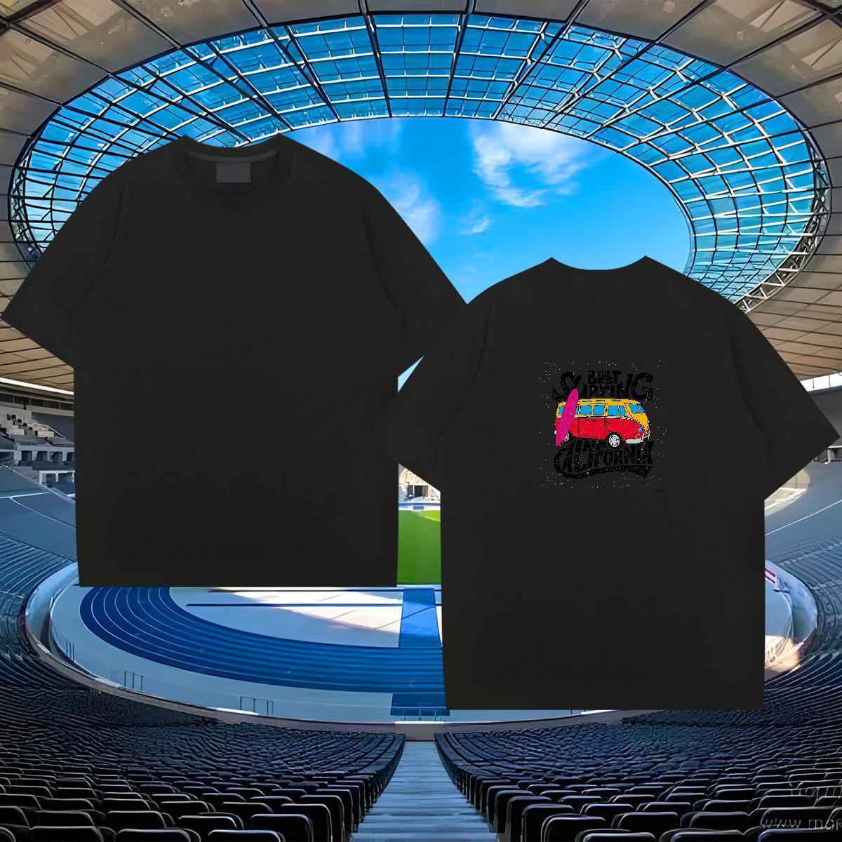 High Quality T-Shirts for Men 230g 100% Cotton car Casual Cartoon Printing L-4XL Breathable Men Tops Tees 2024 DIY Clothes
