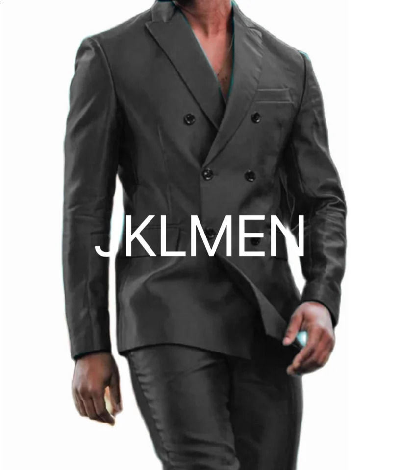 Latest n Shiny Jacket Pants Double Chest Collar Mens Set Terno Masculino Evening Dress Groom Wedding Ball Party 240824