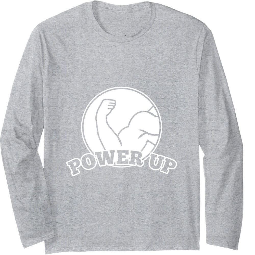 Long Sleeve Shirts for Men sweatshirt Power Up Performance Training Fitness Gym Gift Long Sleeve T shirt Tee Streetwear Casual tops clothes