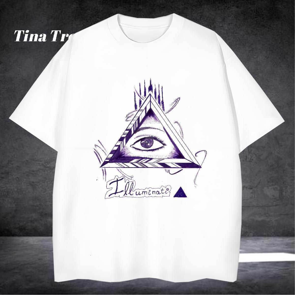 Popular T shirt 230g Pure Cotton eye of the devil Home Outdoor Black Oversized Breathable Crew Neck Men Tops Tees Brand Tees Shirts