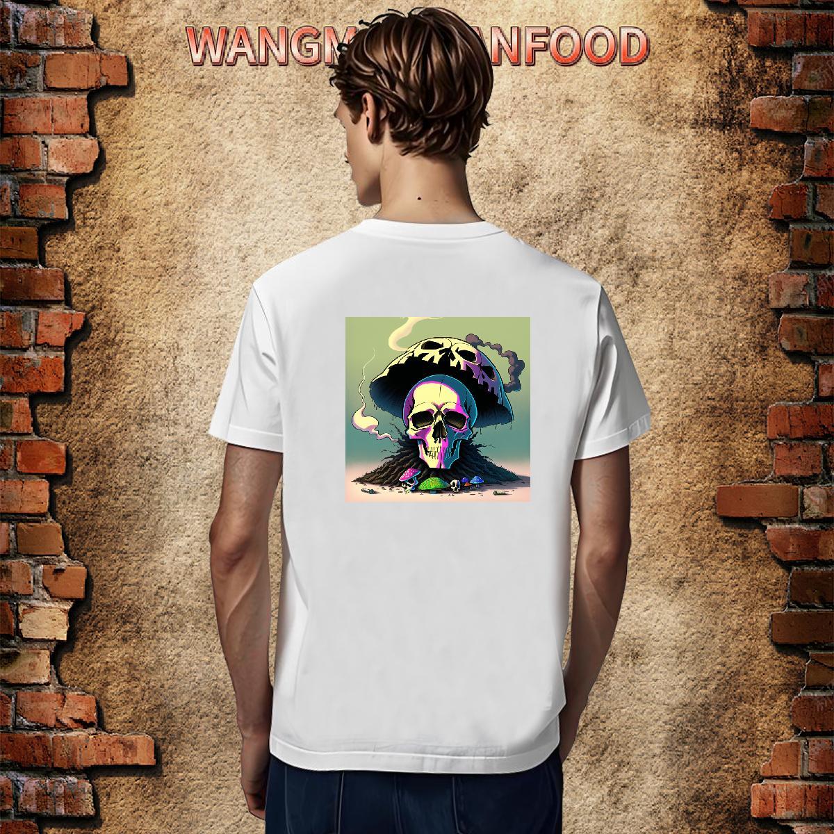 Comfortable T-Shirts for Men 100% Cotton 230g skull Hip Hop Customized Print Short Sleeve O-Neck Tshirts 2024 New Tops Shirt
