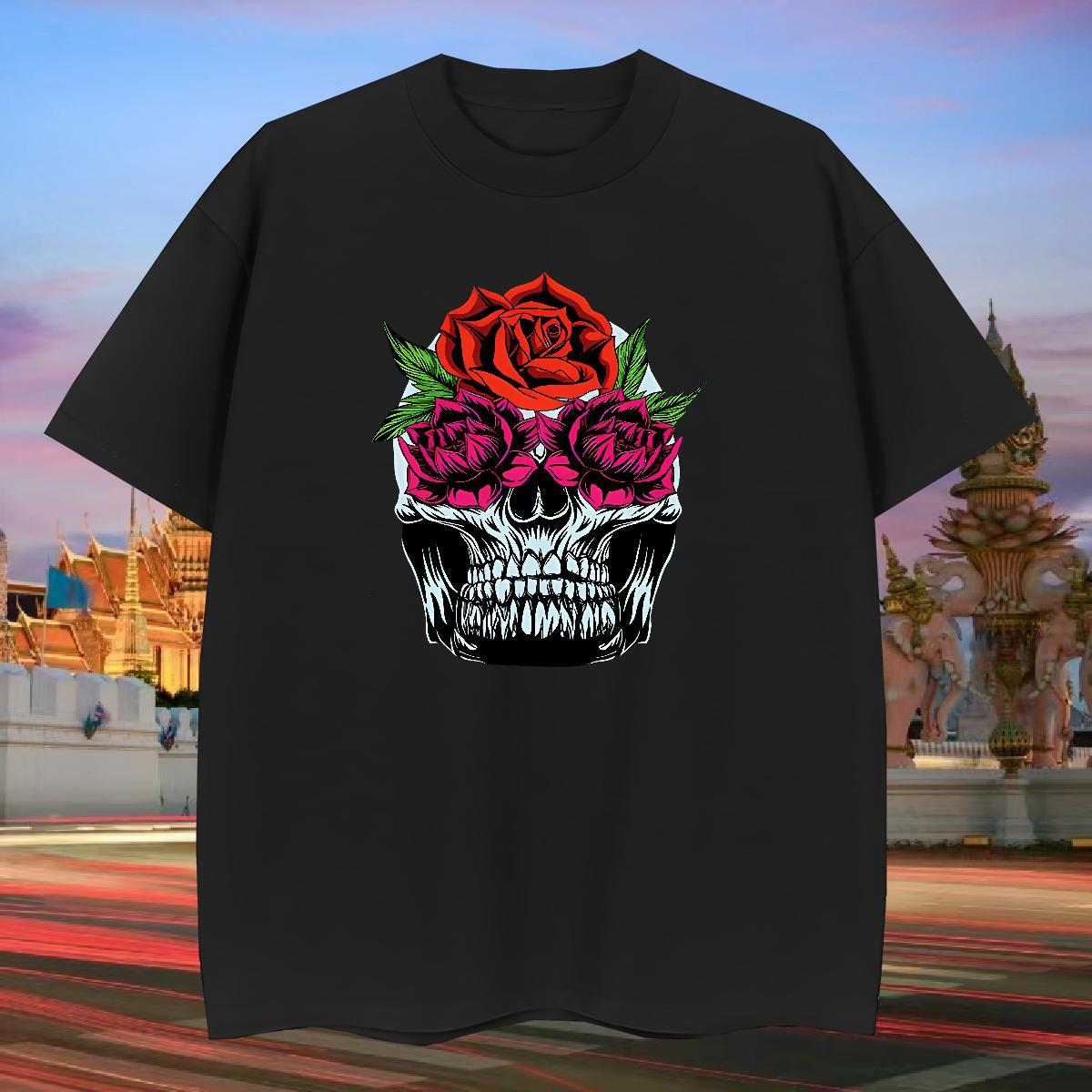 Soft T-Shirts 230g Cotton flower Street Plus Size Custom O-Neck Short Sleeve Men Tees Wholesale Tees Shirts