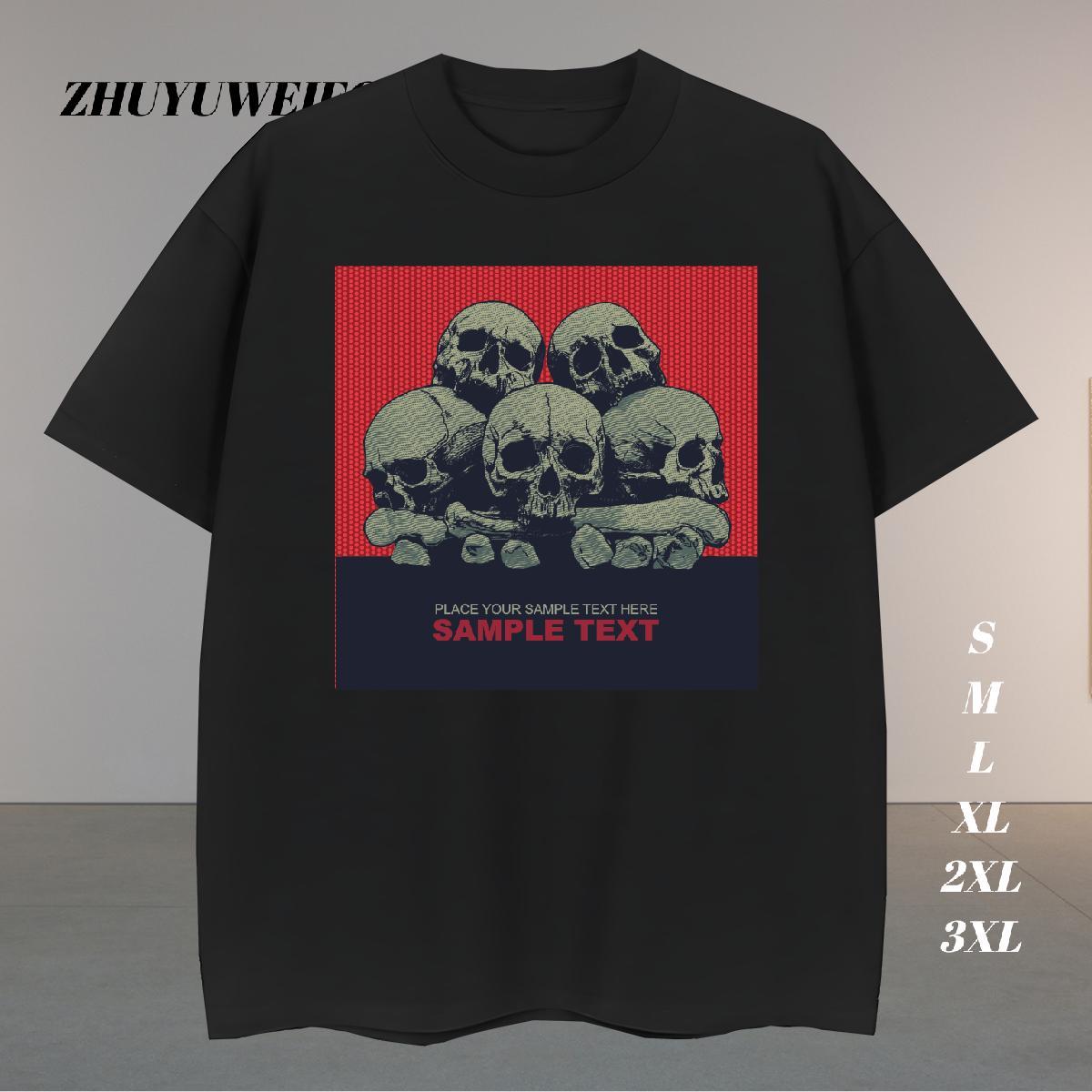 Classic Mens T Shirts 100% Cotton 230g skull Casual Daily Wear Custom Printing O Neck Short Sleeves Men Tees 2024 Designer Tee Shirt