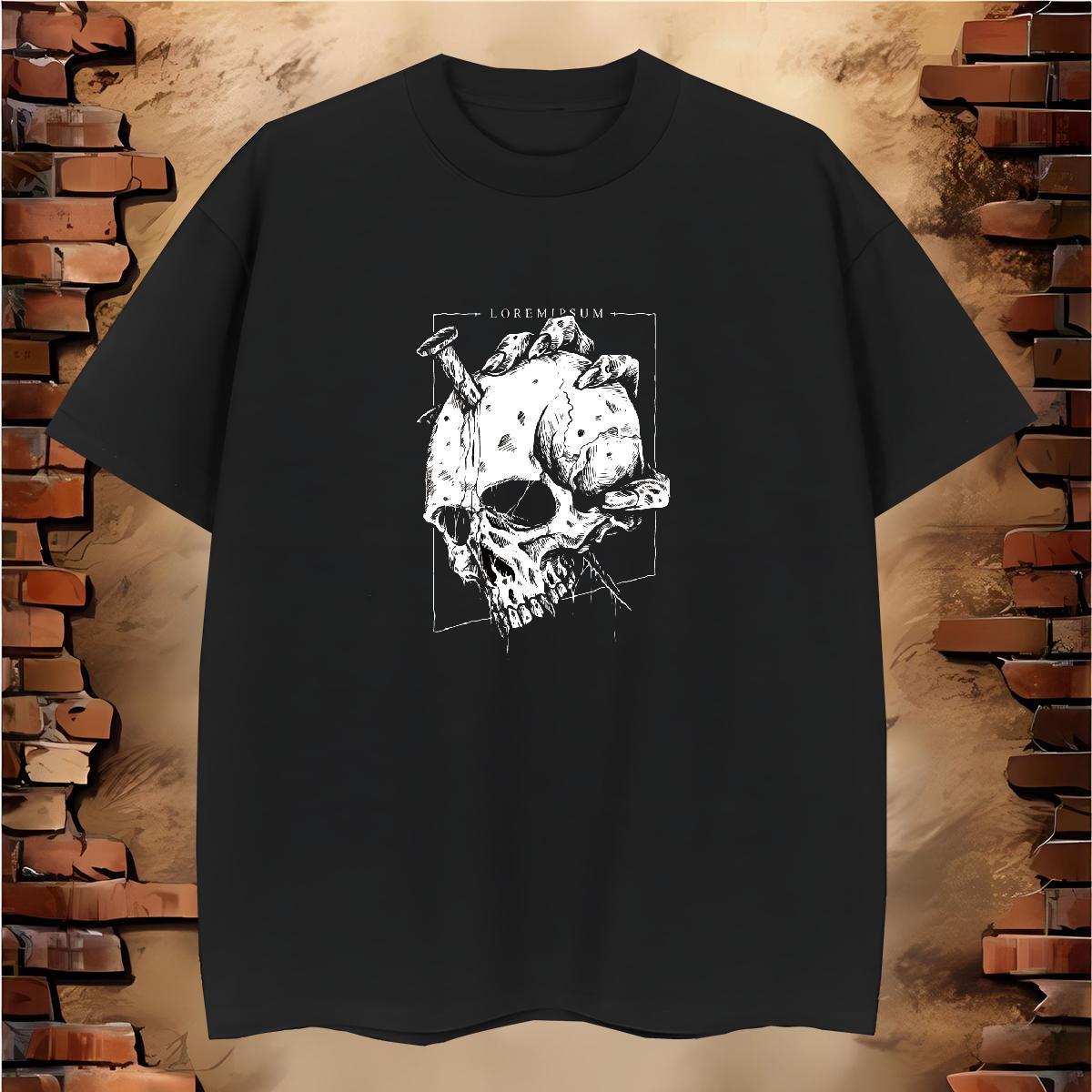 TOP Quality Mens T Shirts 230g Cotton skull Sports Casual Oversized 3XL 4XL Crew Neck Men Tees Casual New Wear