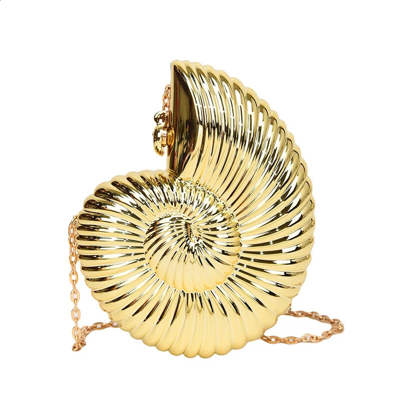 Chic Conch Crossbody Bag High Quality PVC Champagne Handbag Summer Lipstick Bag Silver Shell Shoulder Purse 240826