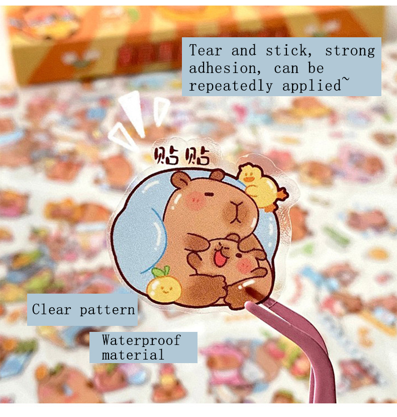 Capibala Sticker Set Creative Cartoon Waterproof Stationery Stickers Internet Celebrity Children's Student DIY Account Material