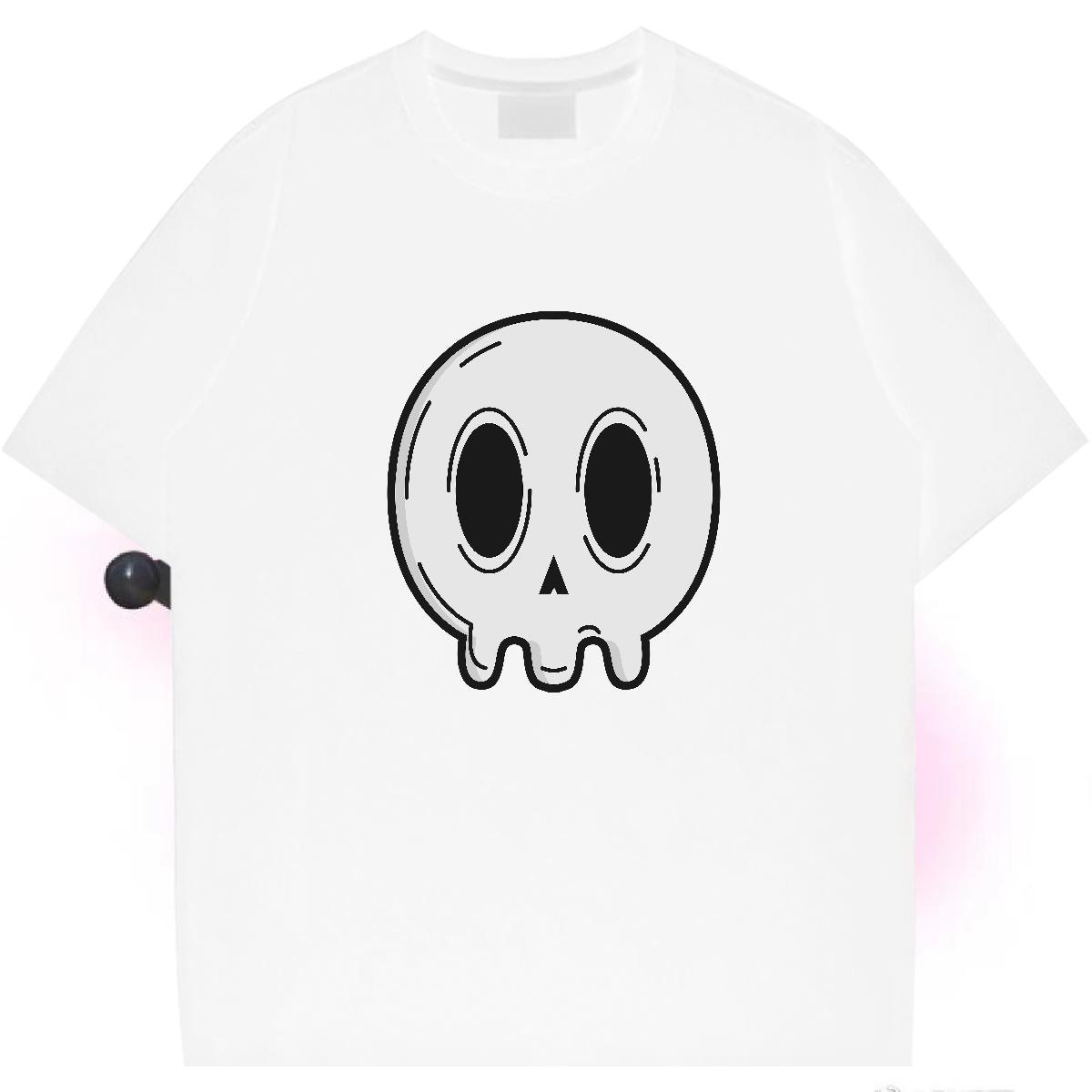 Wholesale T-Shirts for Men 230g Cotton skull Daily Wear DIY Logo Oversized Short Sleeve O-Neck Men Clothes T-Shirt Brand Tops