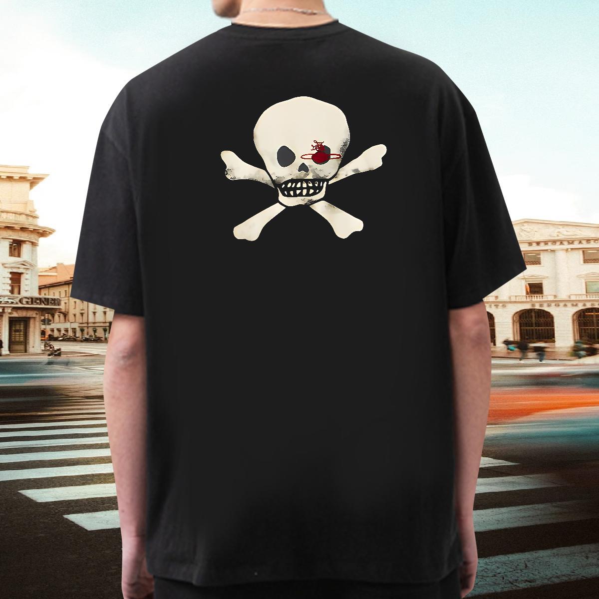 Comfortable Mens T Shirts 230g Pure Cotton skull Street Wear White Plus Size Breathable Men Tshirts New Designer Polos