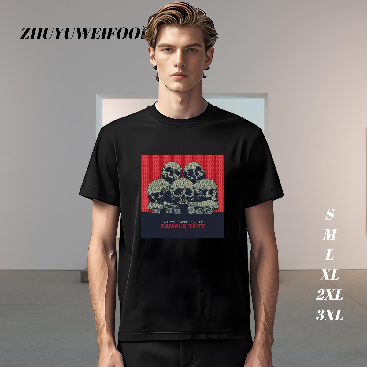 Classic Mens T Shirts 100% Cotton 230g skull Casual Daily Wear Custom Printing O Neck Short Sleeves Men Tees 2024 Designer Tee Shirt