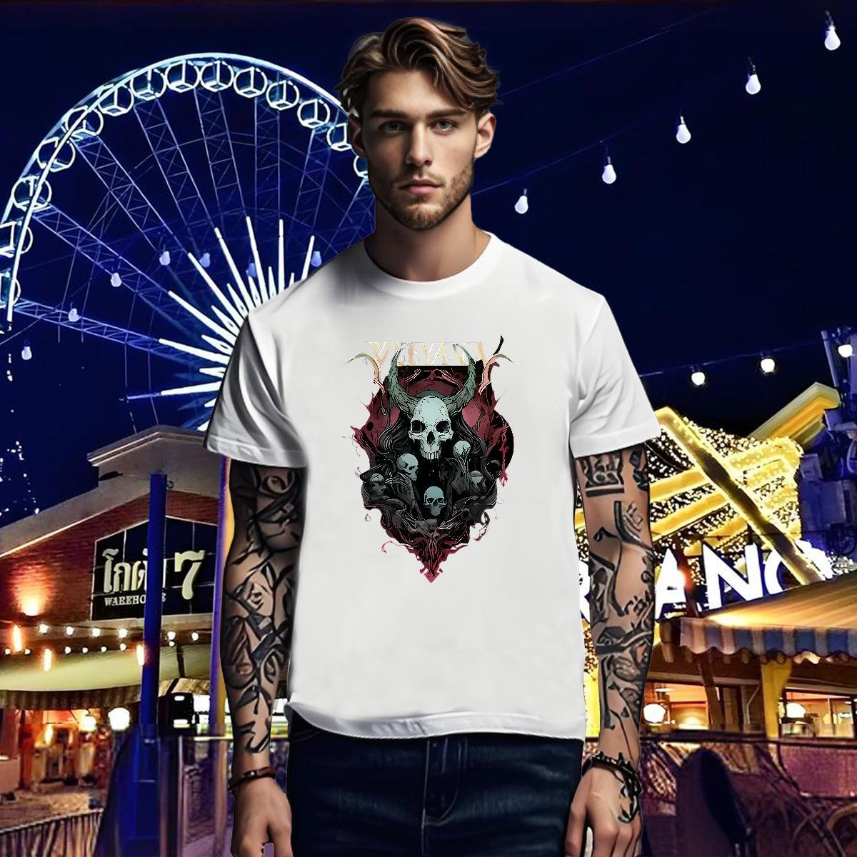 Popular Man T Shirts 100% Cotton 230g skull Spring Summer Floral Print Breathable Short Sleeve Men Tees New Designer Polos