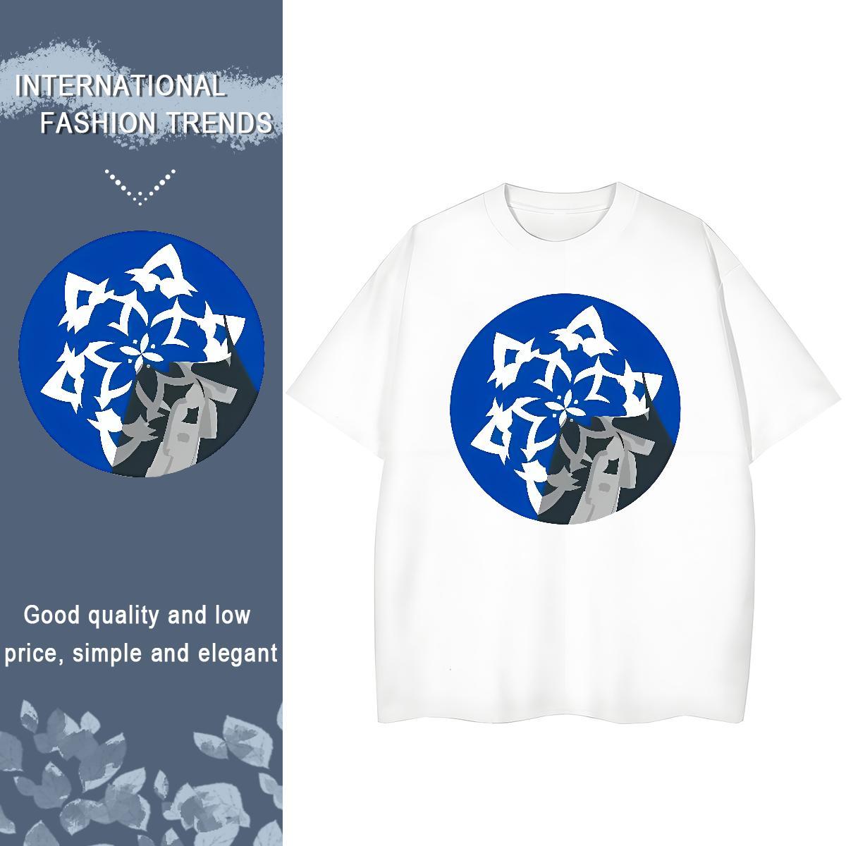 Nice Lady T shirt 230g Pure Cotton flower Daily Outfit Woman T Shirts Breathable Crew Neck Anime Oversized Tees